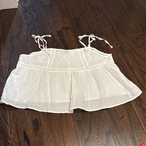 H&M divided White Sleeveless Embroidered Top